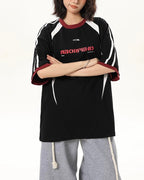 Contrast color letter short sleeves