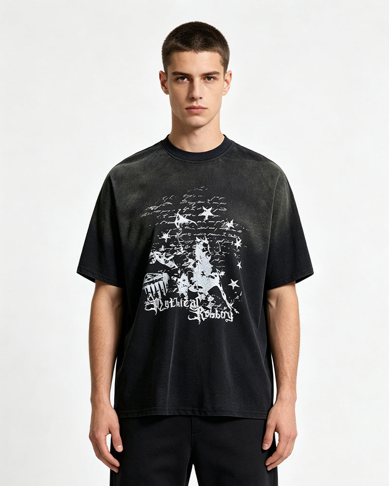 Washed gradient short-sleeved shirt