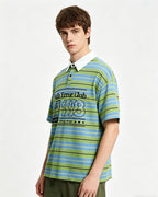 Striped color-blocked versatile short-sleeved shirt