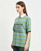 Striped color-blocked versatile short-sleeved shirt