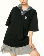 Retro hooded short sleeves