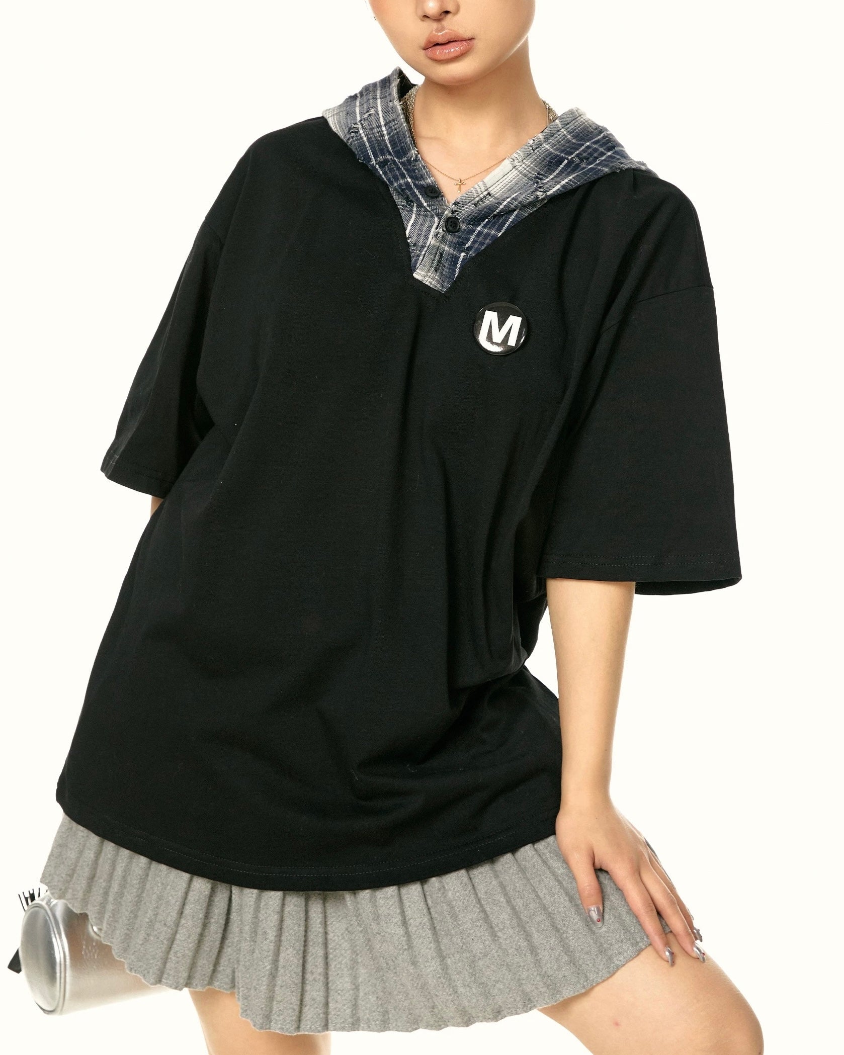 Retro hooded short sleeves