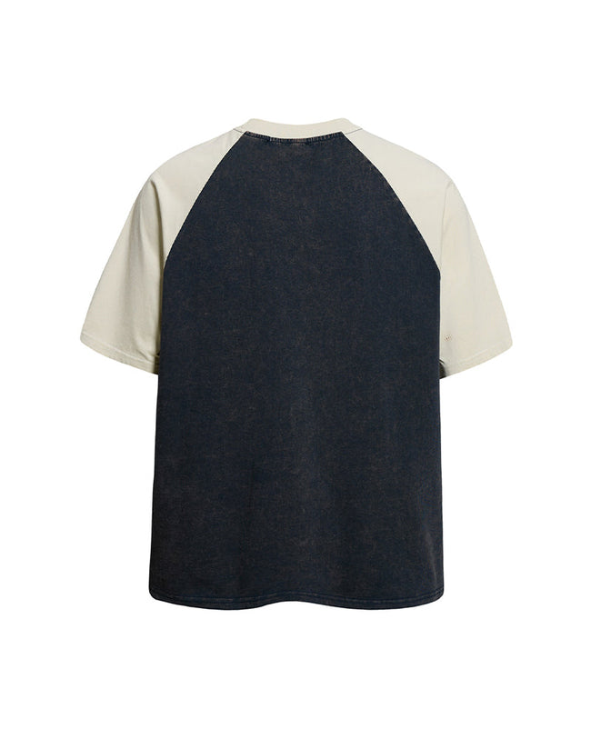 Distressed print color-blocked short-sleeved shirt Main Image