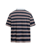 Color-blocked striped short-sleeved shirt