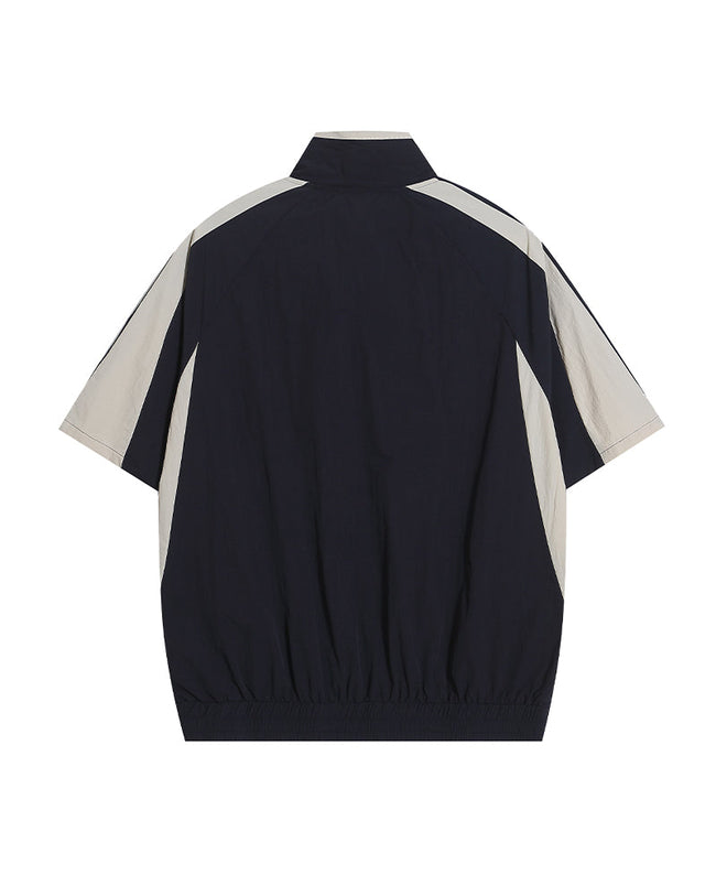 American retro patchwork sports short-sleeved jacket Main Image