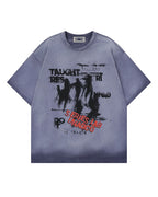 Splatter-style distressed short-sleeved shirt
