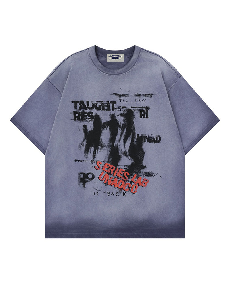 Splatter-style distressed short-sleeved shirt