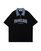 American retro lapel zipper short sleeves