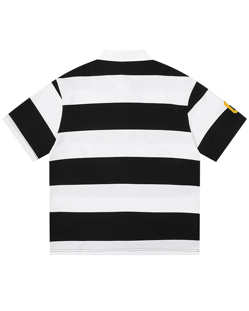 Embroidered Stripe Polo Shirt