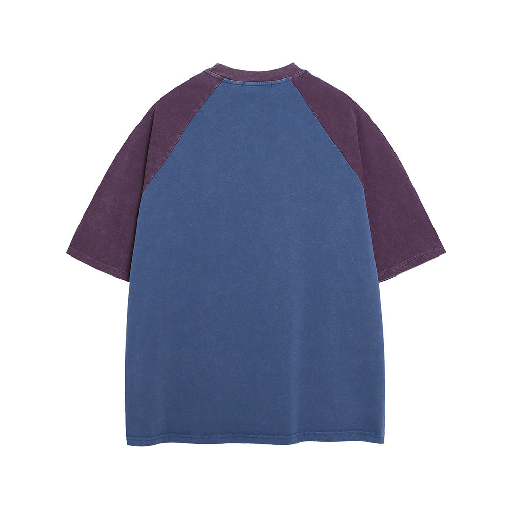 Letter print colorblock short sleeves