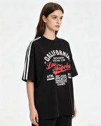 Contrast color letter print short sleeves