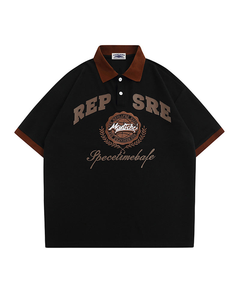 American retro hip hop embroidered letter short sleeves