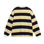 Striped contrast lapel sweatshirt