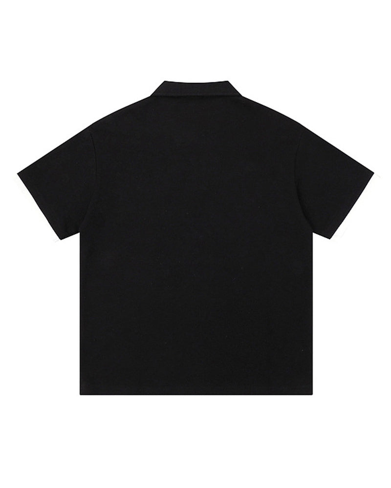 Contrast color loose short sleeves