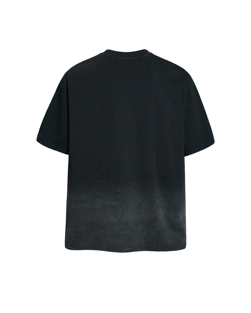 Washed distressed short-sleeved shirt