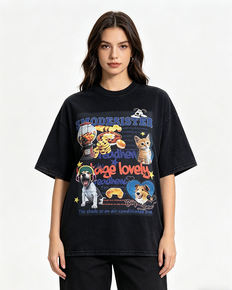 Retro fun print short sleeves