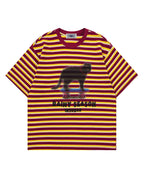 Retro contrast striped short sleeves
