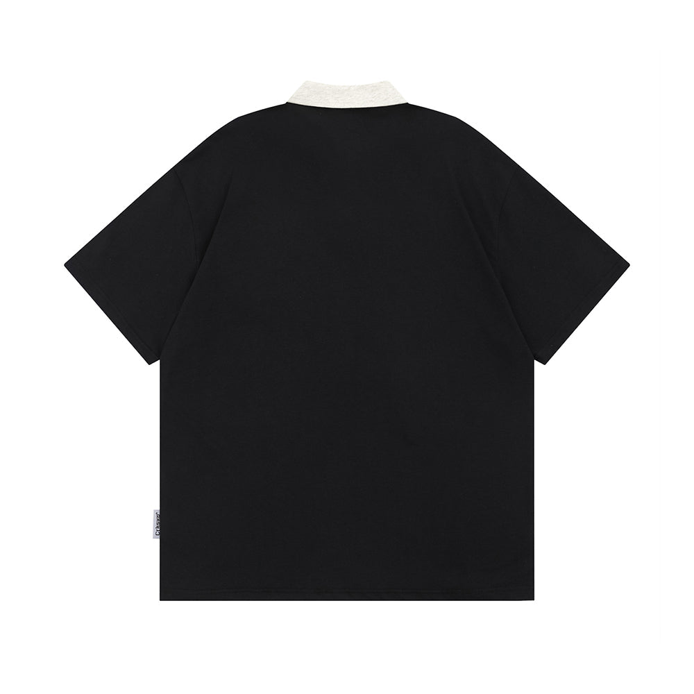 Retro polo collar short sleeves