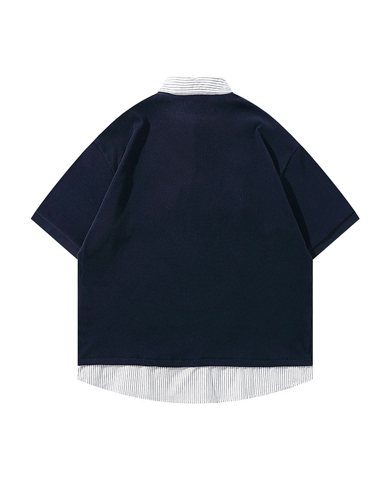 Fake two-piece lapel short sleeves