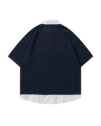 Fake two-piece lapel short sleeves