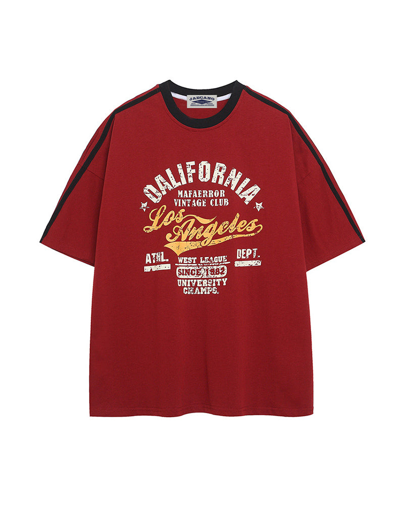 Contrast color letter print short sleeves