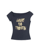 Asymmetrical neckline, fitted short-sleeved top (women's)