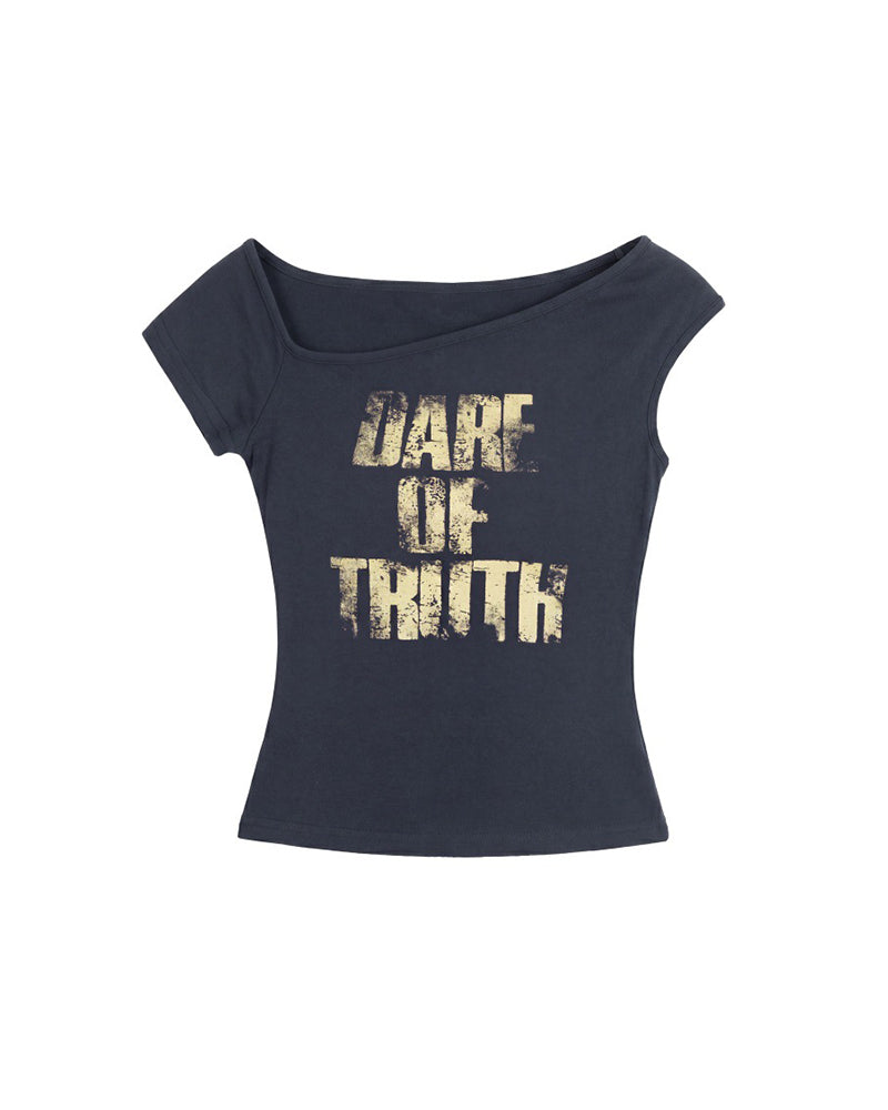 Asymmetrical neckline, fitted short-sleeved top (women's)