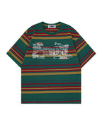 Retro color-blocked short-sleeved shirt