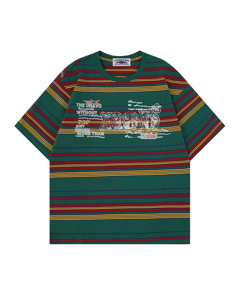 Retro color-blocked short-sleeved shirt