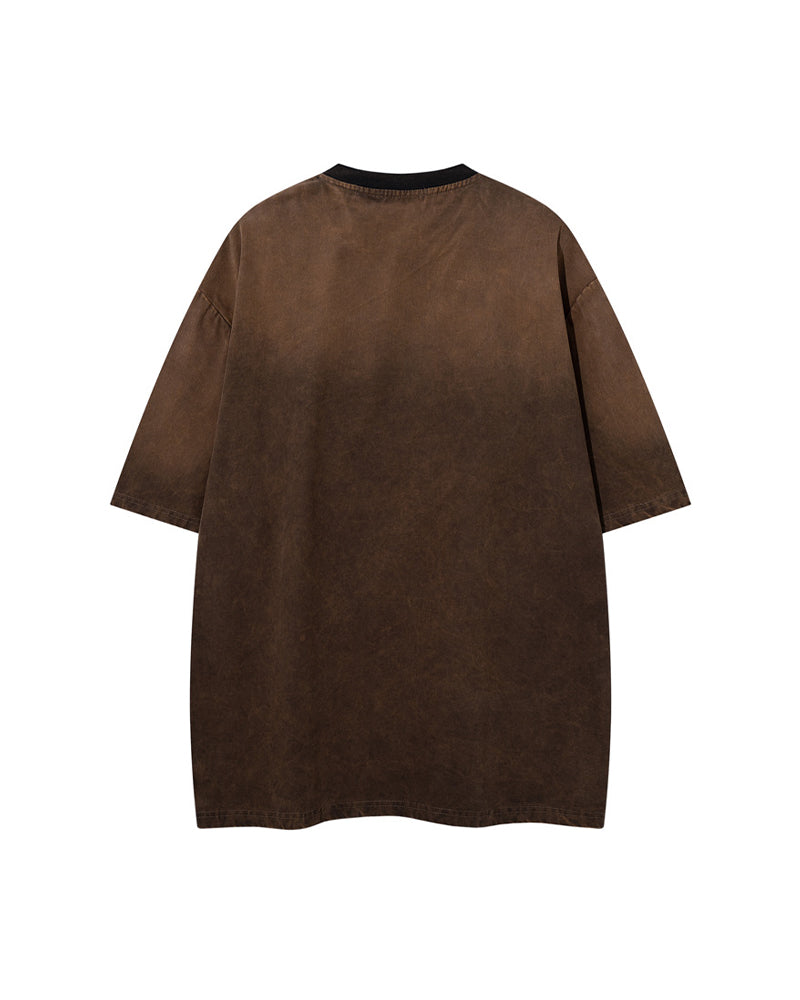Washed distressed short-sleeved shirt
