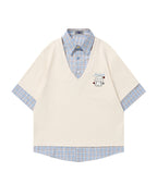 Faux two-piece polo shirt