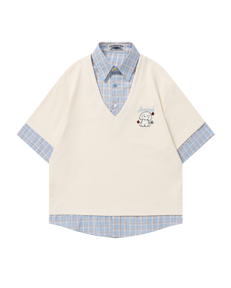 Faux two-piece polo shirt