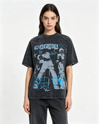 Vintage washed distressed short-sleeved shirt