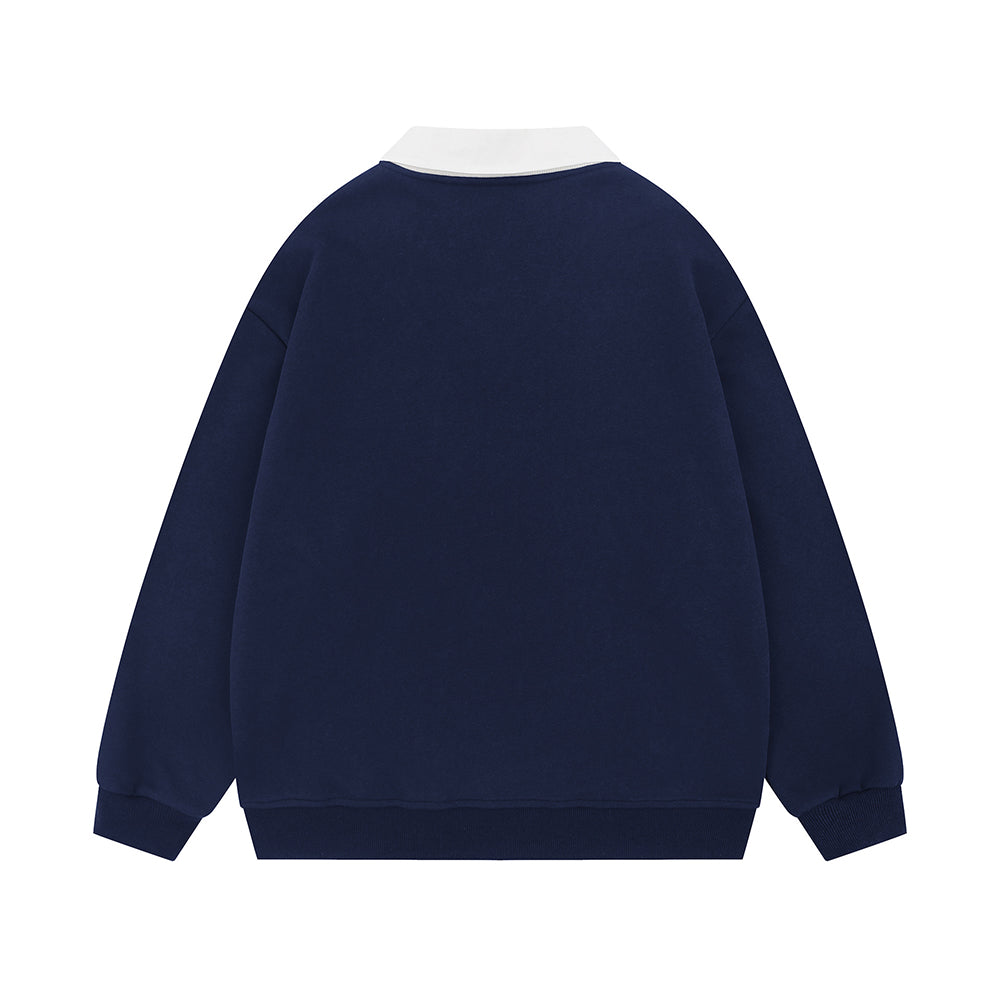 Fake two-piece college style sweatshirt