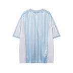 Vertical stripe print short sleeves