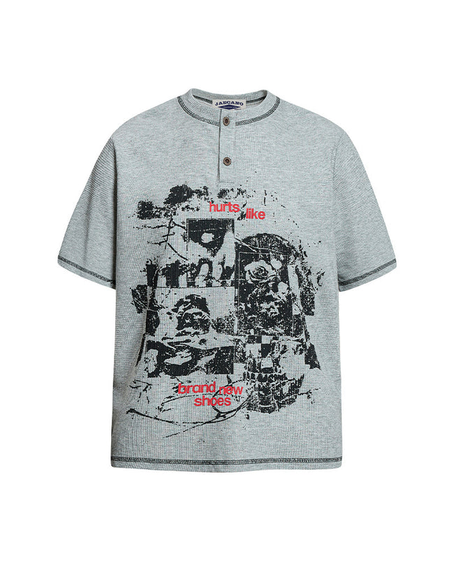 Loose Printed Short-Sleeved Top Hover Image