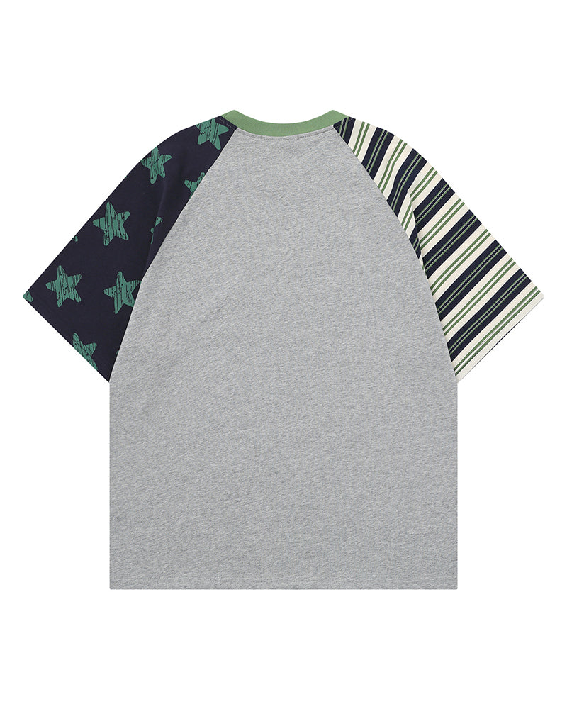 Retro Color-block Short-sleeved T-shirt