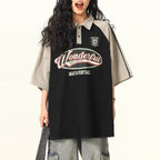 American retro stitching sports short sleeves
