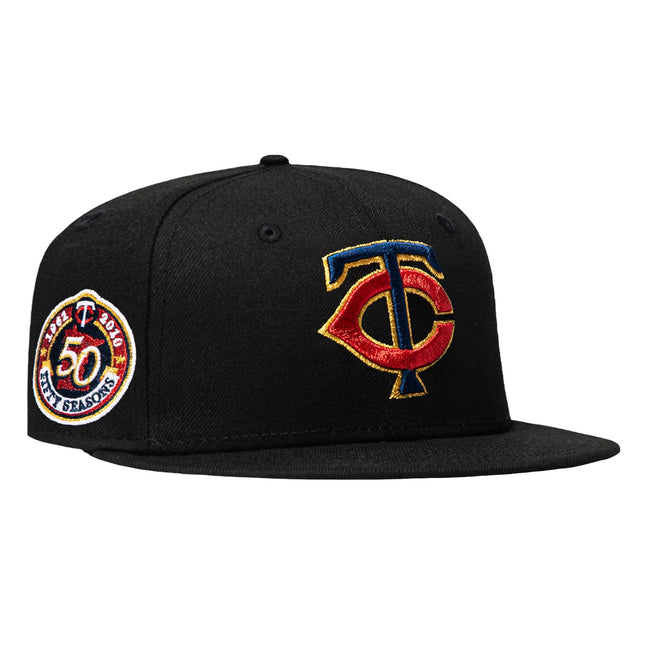 New Era 59Fifty Black Dome Minnesota Twins 50th Anniversary Patch Hat - Black Hover Image