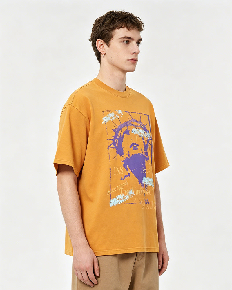 Retro distressed short-sleeved shirt