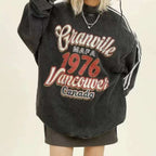 Retro distressed round neck sweatshirt