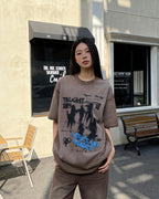 Splatter-style distressed short-sleeved shirt