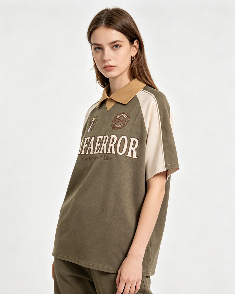 American retro raglan short sleeves