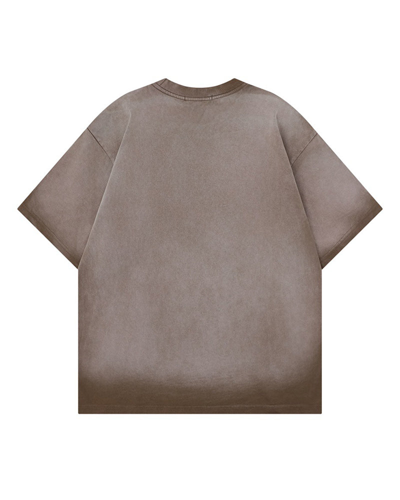 Splatter-style distressed short-sleeved shirt