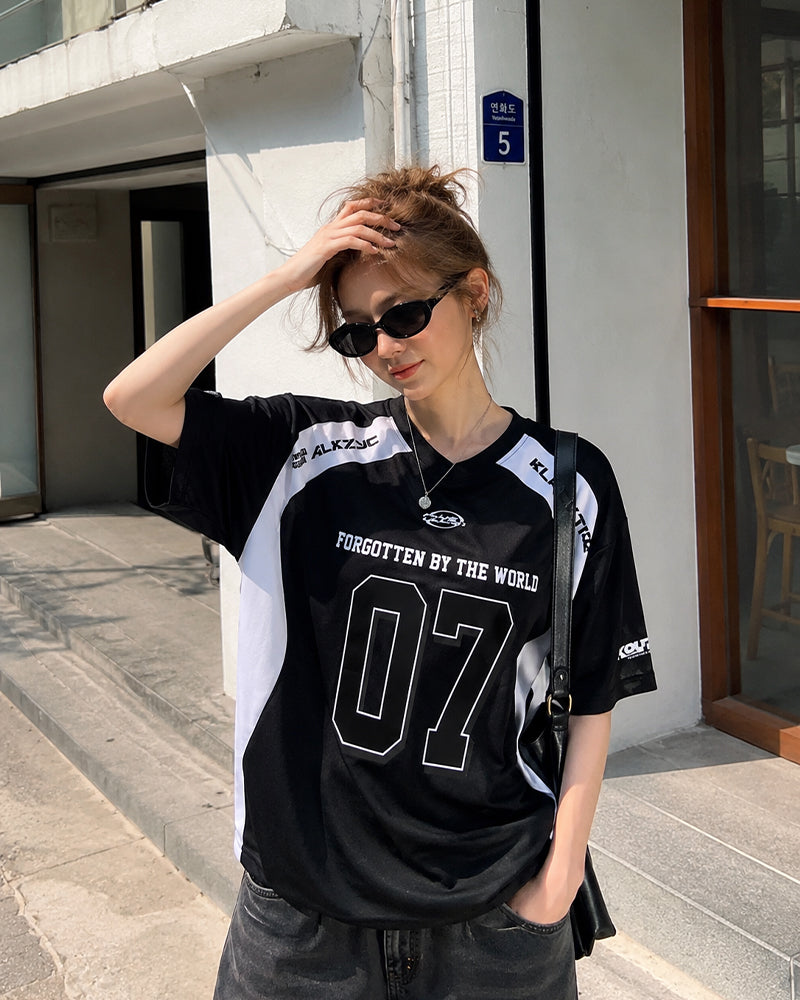 Sports style patchwork short sleeves