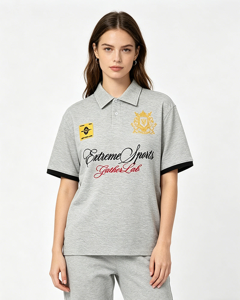 Contrast color loose short sleeves