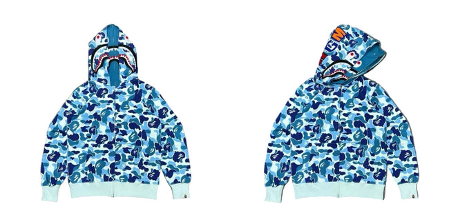 BAPE Shark Full Zip Hoodie Blue Camo Edition Hover Image