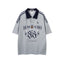Contrast color lapel short sleeves