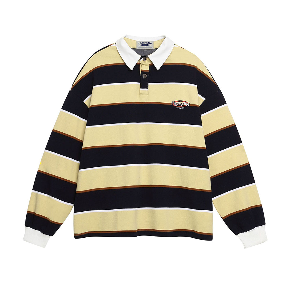 Striped contrast lapel sweatshirt