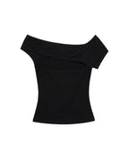 Asymmetrical neckline, fitted short-sleeved top (women's)
